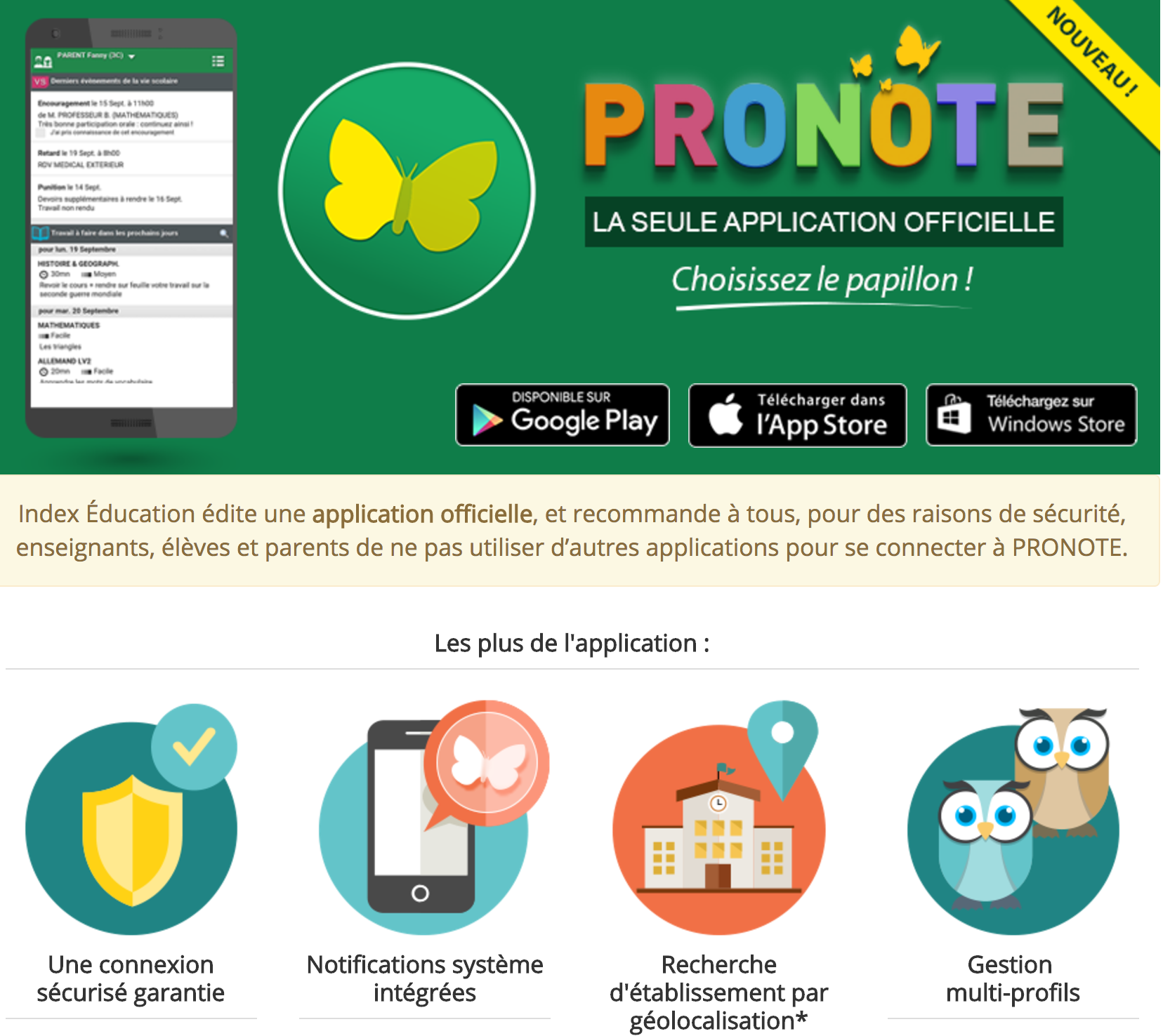 application pronote sur smartphone et flashcode